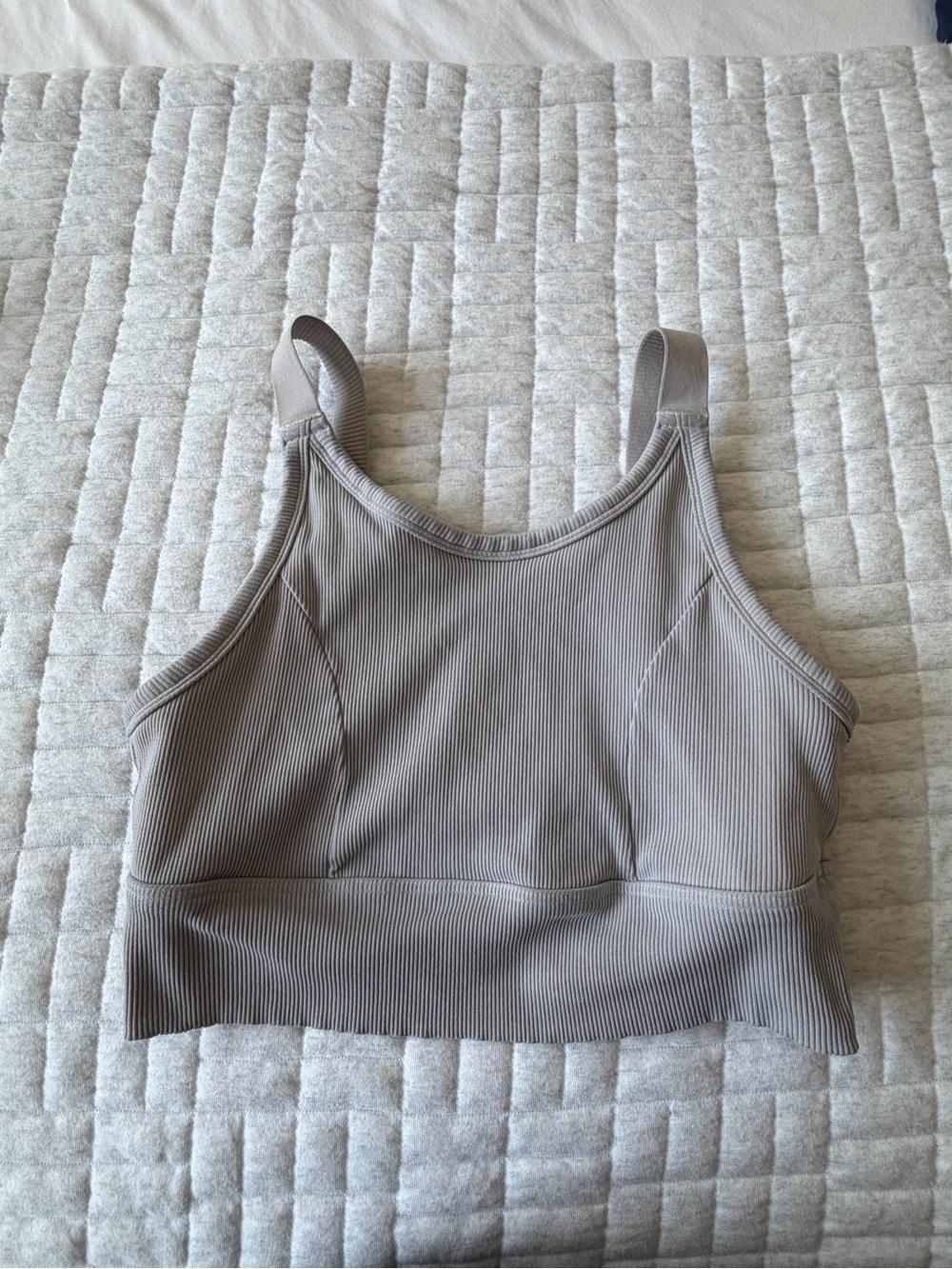 Offline by Aerie Seamless Ribbed Sports Bra - Light Taupe